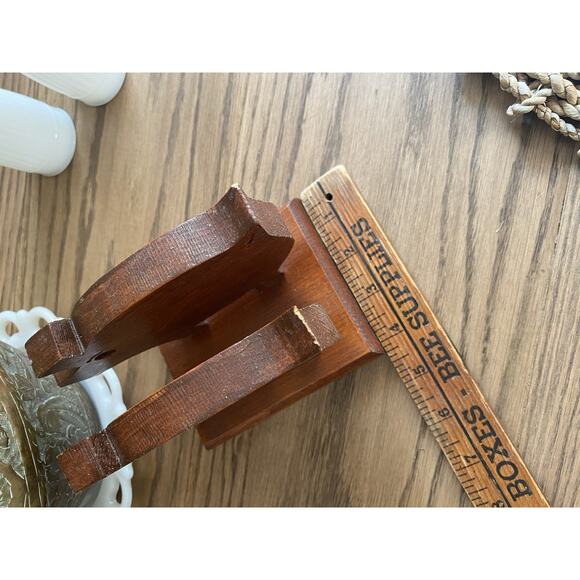 Vintage Wood Pig Napkin Letter Holder Stand Kitsch Kitchen Primitive Farmhouse - Picture 7 of 7